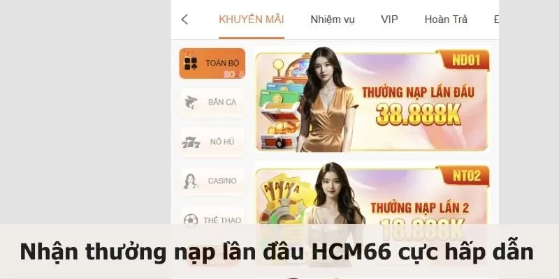 Thông tin thưởng nạp lần đầu hcm66